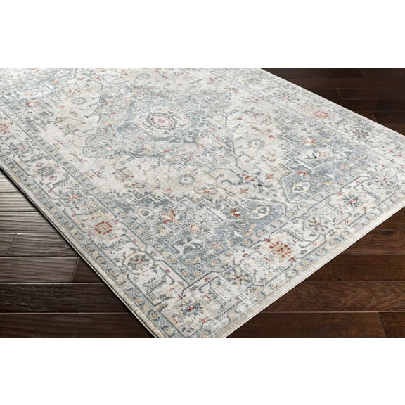 Hauteloom Billings Living Room, Bedroom Bohemian Vintage Area Rug - Ancient Traditional Pattern Carpet - Gray, Beige - 6'7" x 9'