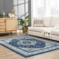 thumbnail image 1 of Hauteloom Billy Living Room, Bedroom Area Rug - Farmhouse - Navy, Blue - 6'7" x 9', 1 of 17