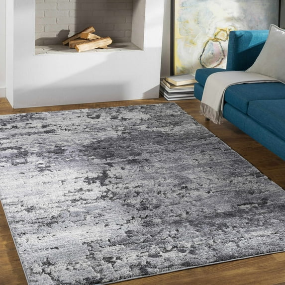 Hauteloom Bilston Living Room, Bedroom Area Rug - Contemporary - High Pile - Gray, Charcoal, Black - 18" Sample