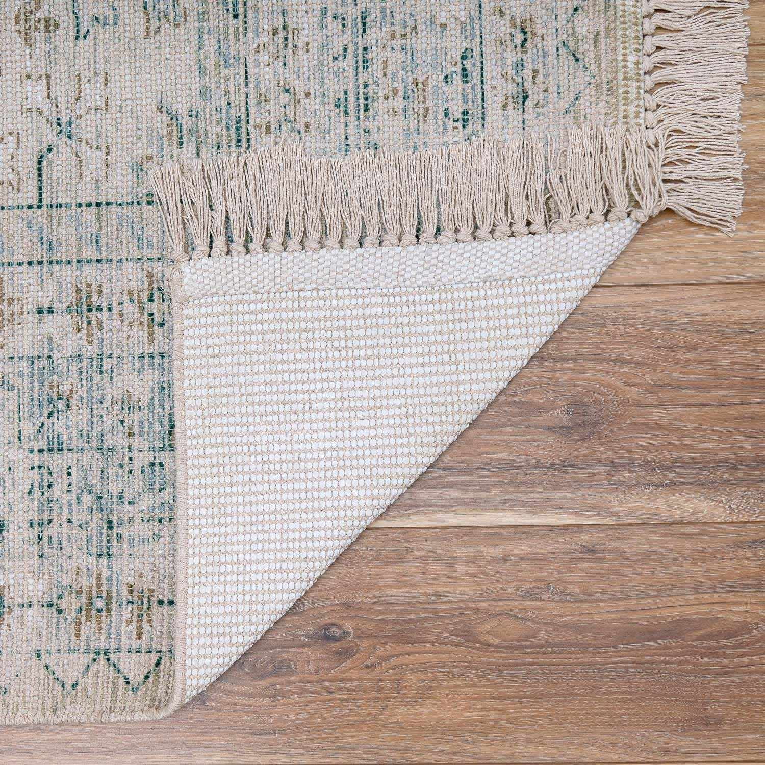 Birdham Sage Green Handwoven Cotton Area Rug 2'3" x 4'