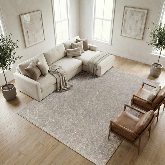 Hauteloom Bastien Runner Rug - Distressed Faded Floral Abstract Medallion - Traditional Transitional Oushak Contemporary Oriental - Slate Blue, Light Slate, Light Sage, Beige, Cream - 2'7" x 7'3"