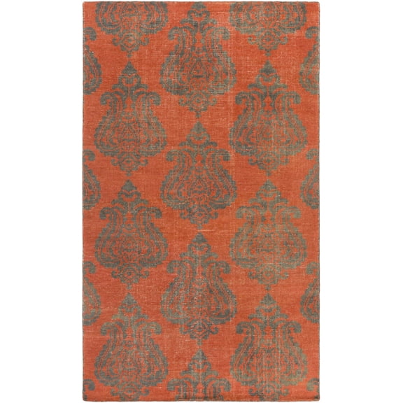 Hauteloom Blackduck Wool Living Room, Bedroom Area Rug - Traditional, Transitional - Coral, Charcoal - 2' x 3'
