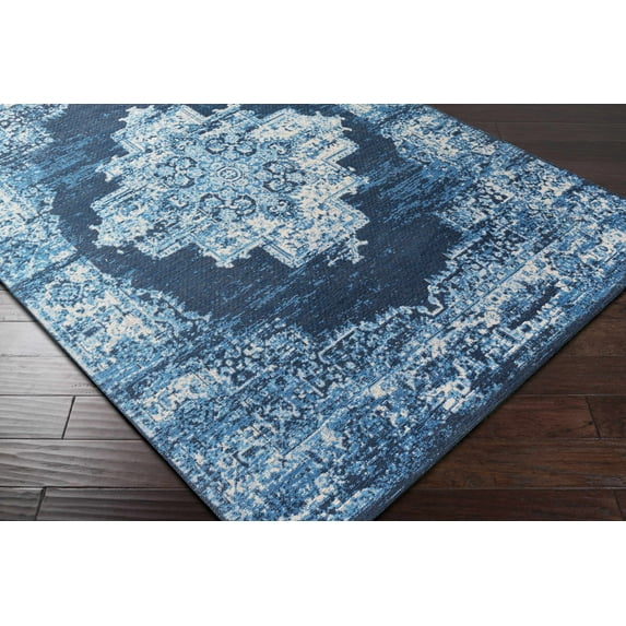 Hauteloom Bleadon Living Room, Bedroom Area Rug - Traditional - Navy, Sky Blue, Dark Red - 5' x 7'6"