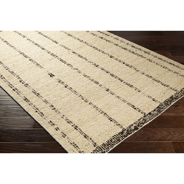 Hauteloom Blockley Wool Hallway, Kitchen Runner Rug - Bohemian, Transitional - Cream, Ivory, Darkbrown - 2'6" x 8'