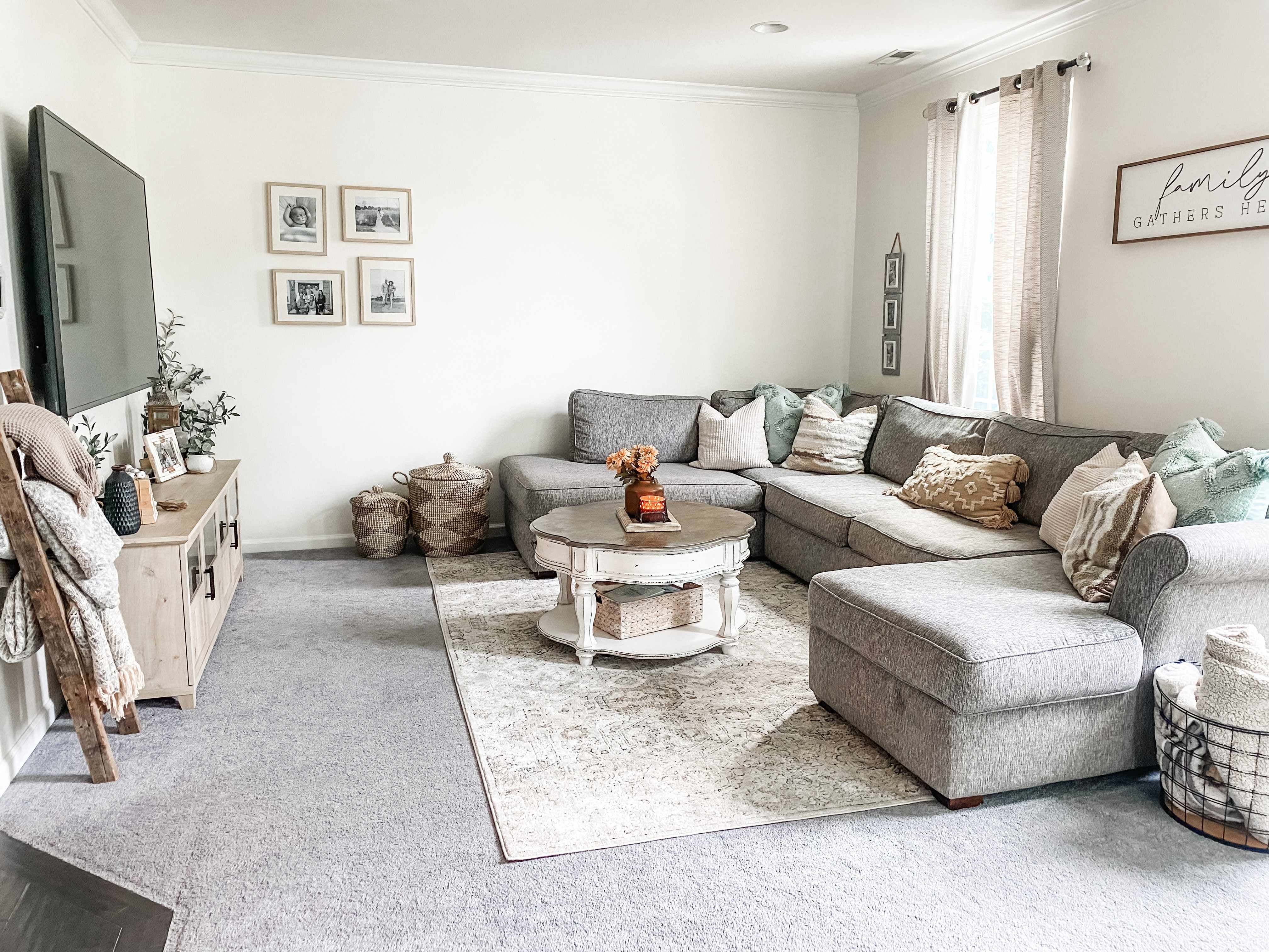 Grey brown and cream living room online