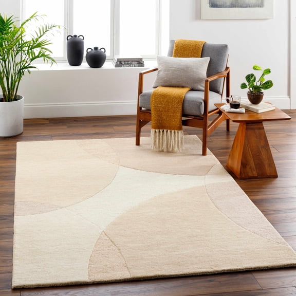 Hauteloom Bogda Wool Living Room, Bedroom Area Rug - Beige, Gray - 2' x 3'
