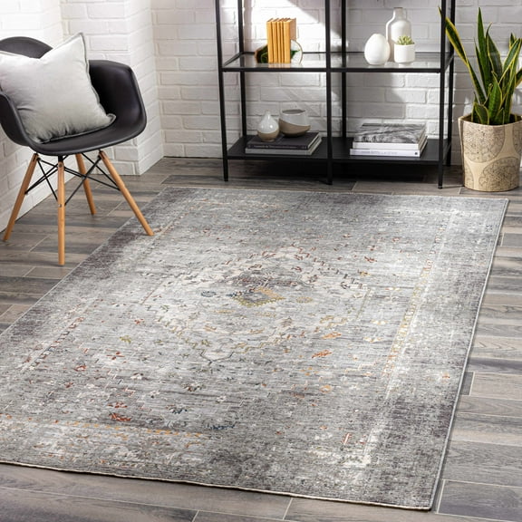 Hauteloom Bolivar Bohemian Living Room Bedroom x-Large Area Rug - Vintage Distressed - Oriental Boho Farmhouse Style - Grey, Beige, Orange 11'6" x 15'6"