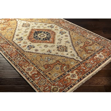 Hauteloom Bolt Wool Living Room, Bedroom Area Rug - Bohemian/Global - Aqua, Brick Red, Teal - 2' x 3'