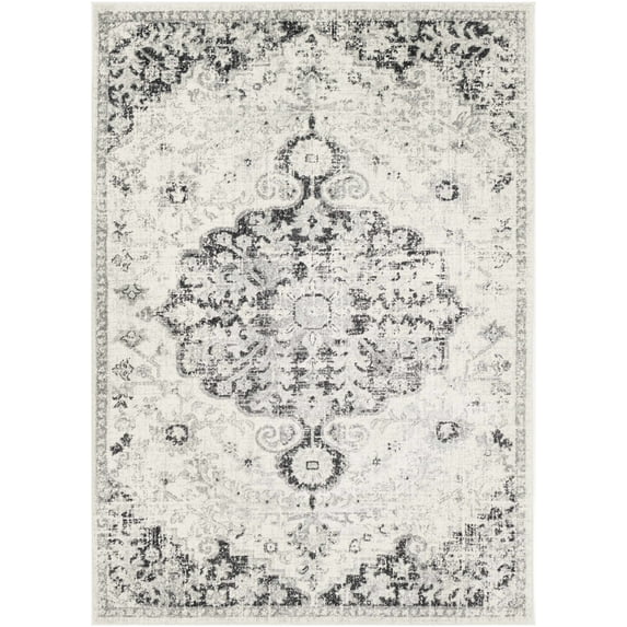Hauteloom Bordeaux Living Room, Bedroom Area Rug - Updated Traditional - Gray, Black, Beige - 5'3" x 7'3"