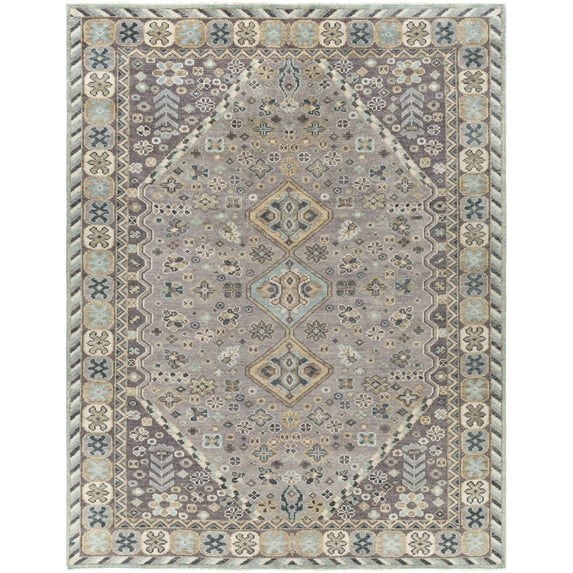 Hauteloom Boroon Wool Living Room, Bedroom Area Rug - Traditional - Black, Navy, Gray - 2' x 3'