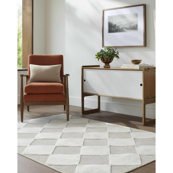 Hauteloom Bosley Living Room, Bedroom Machine Washable Area Rug - Contemporary - Beige, Cream - 5' x 7'2"
