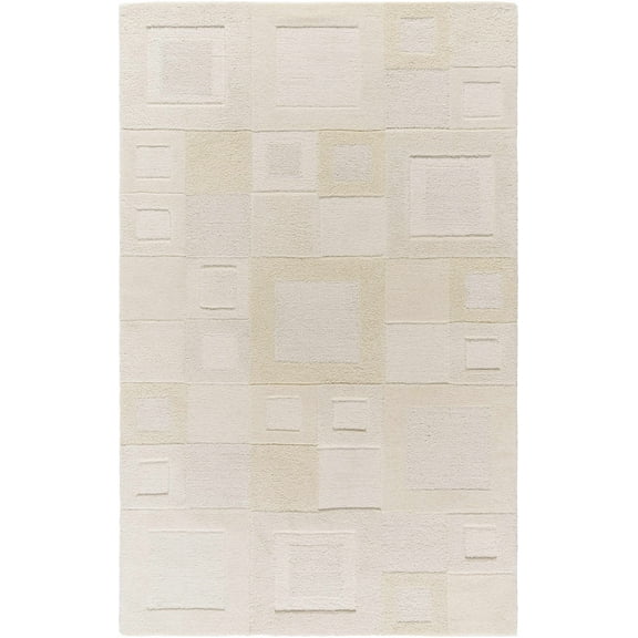 Hauteloom Botham Wool Living Room, Bedroom Area Rug - Contemporary - High Pile - Ivory, Cream, Beige - 2' x 3'