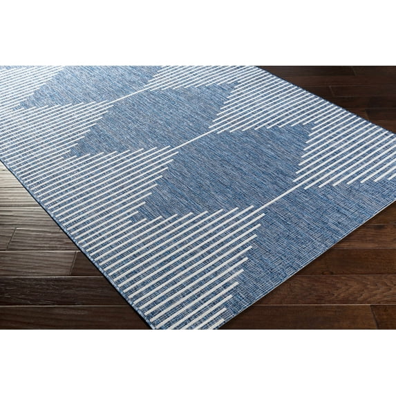 Hauteloom Bourton Living Room, Bedroom Patio Outdoor Area Rug - Modern - Blue, Ivory - 7'10" x 10'2"