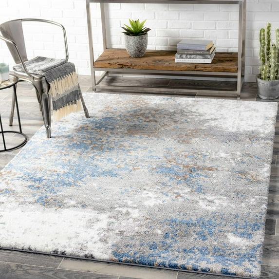 Hauteloom Bramley Living Room, Bedroom Area Rug - High Pile - Gray - 5'3" x 7'