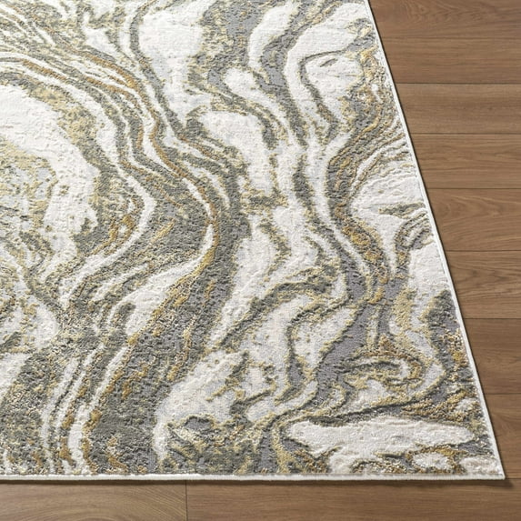 Hauteloom Brandi Living Room, Bedroom Area Rug - Contemporary - Light Slate, Ivory, Cream - 5'3" x 7'