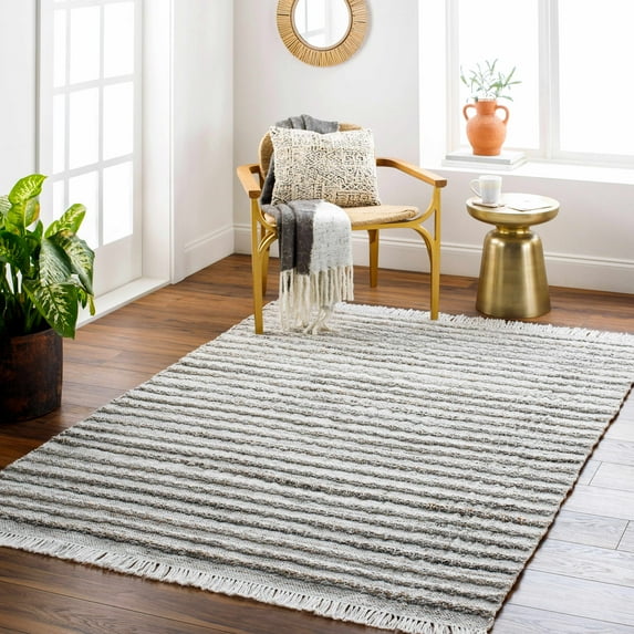 Hauteloom Brede Recycled Material Living Room, Bedroom Area Rug - Gray, Ivory, Brown - 10' x 14'