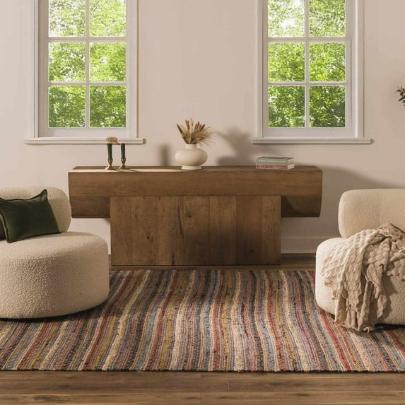 Hauteloom Brenda Living Room, Bedroom Area Rug - Bohemian, Transitional - Crimson, Sandstone, Olive - 5' x 7'