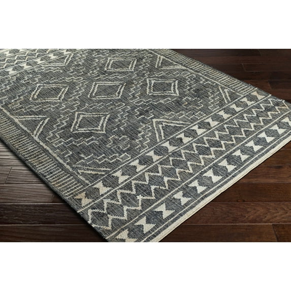 Hauteloom Brenham Jute Living Room, Bedroom Area Rug - Bohemian, Transitional - Black, Charcoal, Beige - 2' x 3'