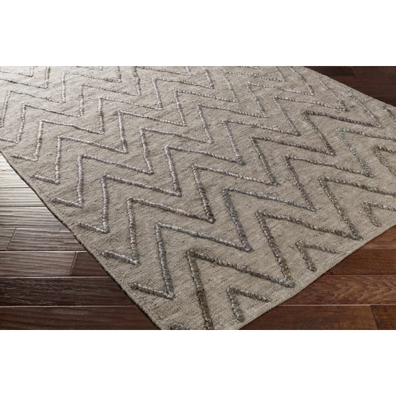 Hauteloom Tasman Jute Living Room, Bedroom Area Rug - Chevron Zig Zag - Bohemian Transitional Modern - Beige, Gray, Brown - 4' x 6'