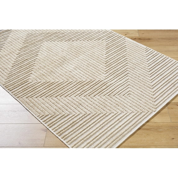 Hauteloom Briana Living Room, Bedroom Machine Washable Area Rug - Contemporary - Beige, Light Brown - 2' x 2'10"