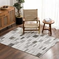 thumbnail image 1 of Hauteloom Bronka Modern Broken Striped Area Rug - Contemporary Geometric Carpet for Living Room, Bedroom, Dining Room - Black and White, Gray - 6'7" x 9' (6x9 Rug), 1 of 1