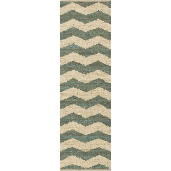 Hauteloom Brook Jute Hallway, Kitchen Runner Rug - Natural Fibers - Peach, Light Green, Beige - 2'3" x 8'