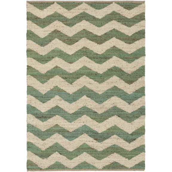 Hauteloom Brook Jute Living Room, Bedroom Area Rug - Natural Fibers - Peach, Light Green, Beige - 2' x 3'