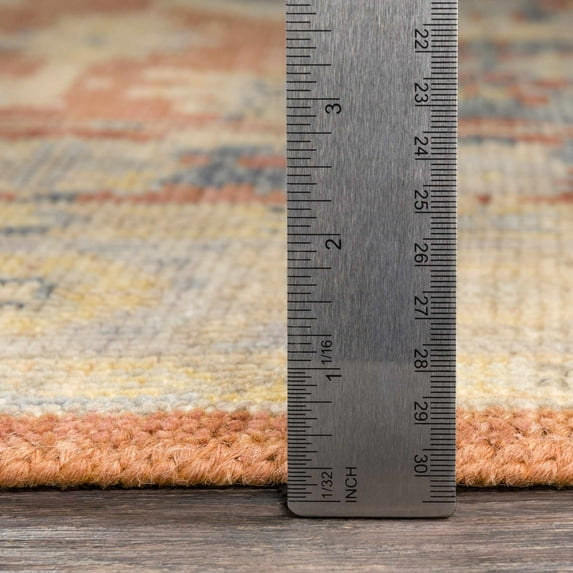 Hauteloom Brookeland Wool Living Room, Bedroom Area Rug - Traditional - Beige, Brick Red, Navy - 2' x 3'