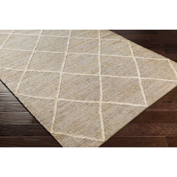 Hauteloom Brookline Jute Living Room, Bedroom Area Rug - Bohemian, Transitional - Dark Red, Beige, Peach - 2' x 3'