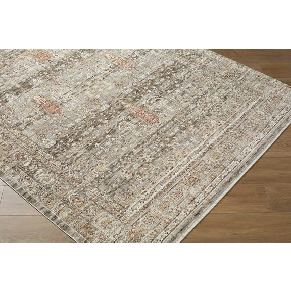 Hauteloom Brycen Living Room, Bedroom Area Rug - Traditional - Dark Brown, Cream, Medium Gray - 5'3" x 7'