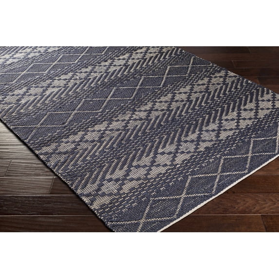 Hauteloom Bunclody Jute Living Room, Bedroom Area Rug - Bohemian, Transitional - Navy, Peach - 5' x 7'6"