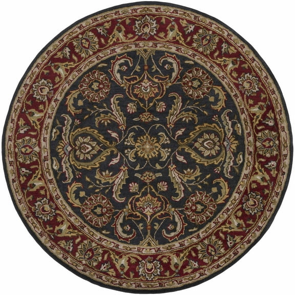 Hauteloom Bunola Wool Living Room, Bedroom Area Rug - Traditional - Red, Navy, Mustard - 8' Round
