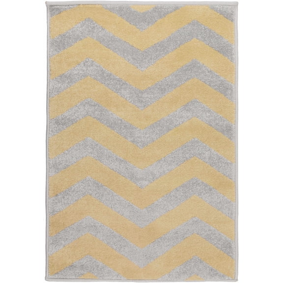 Hauteloom Bupij Living Room, Bedroom Area Rug - Chevron Zig Zag - Contemporary Modern Retro - Yellow, Gray - 9'2" x 12'6"