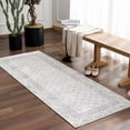 thumbnail image 1 of Hauteloom Burdette Machine Washable Boho Vintage Bordered Runner Rug - Farmhouse Traditional Trellis Carpet for Hallway, Kitchen - Transitional - Gray, Cream, Charcoal - 2'7" x 7'3", 1 of 12