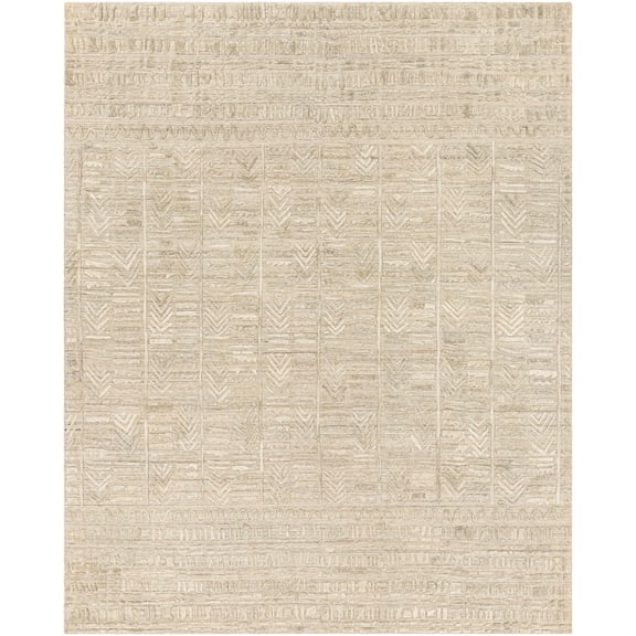 Hauteloom Jinaw Living Room, Bedroom Area Rug - Geometric Chevron Triangle - Traditional Transitional Tribal - Cream, Beige, Tan - 6' x 9'