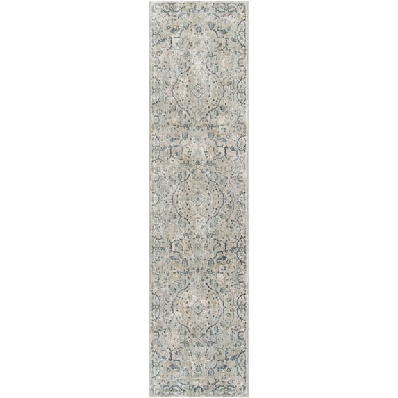 Hauteloom Bushnellaaaaa Hallway, Kitchen Runner Rug - Bohemian Traditional Oushak Style - Vintage Floral - Green, Beige - 2'7" x 10'