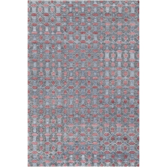 Hauteloom Byfield Living Room, Bedroom Area Rug - Contemporary - Charcoal, Dark Red, Medium Gray - 2' x 3'