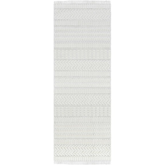 Hauteloom CIRA Hallway, Kitchen Runner Rug - Traditional, Transitional - High Pile - White - 2'7" x 7'3"