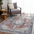 thumbnail image 1 of Hauteloom Cabacungan Traditional Medallion Living Room Bedroom Area Rug - Machine Washable Distressed Carpet - Bohemian Oriental - Easy to Clean - Blue, Terra Cotta, Cream - 9'3" x 12', 1 of 20