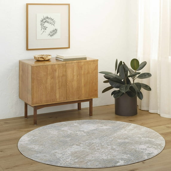 Hauteloom Cady Living Room, Bedroom Area Rug - Gray, Brown - 5'3"-Round
