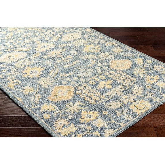 Hauteloom Cagwait Wool Living Room, Bedroom Area Rug - Traditional - Navy, Denim, Dark Red - 2' x 3'