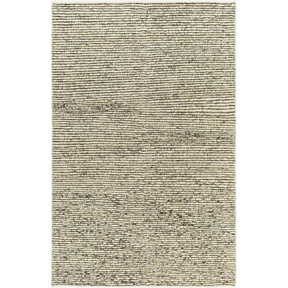 Hauteloom Caius Wool Living Room, Bedroom Area Rug - Contemporary - Cream, Charcoal - 2' x 3'