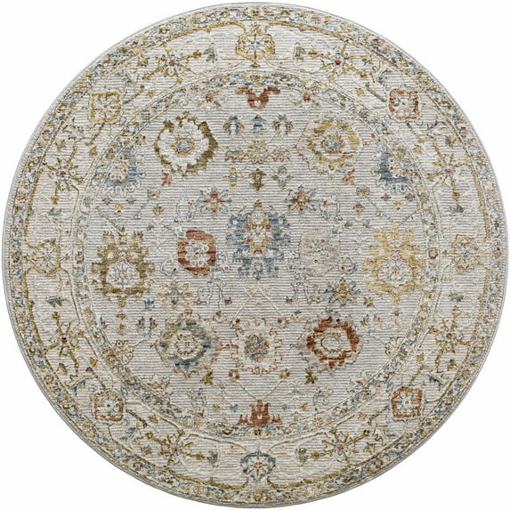 Hauteloom Calingcuan Living Room, Bedroom Area Rug - Beige, Blue, Red - 6'7"-Round
