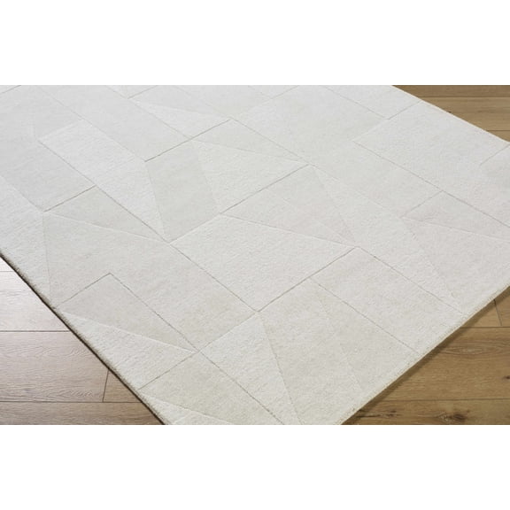 Hauteloom Callie Wool Living Room, Bedroom Area Rug - Traditional - Ivory, Pearl, Light Gray - 5' x 7'6"