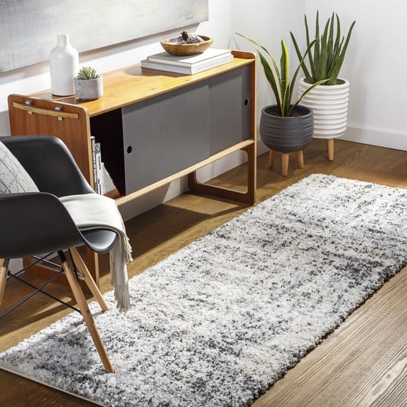Hauteloom Calsib Hallway, Kitchen Runner Rug - Modern - Plush Pile - Beige, Black - 2'7" x 7'3"