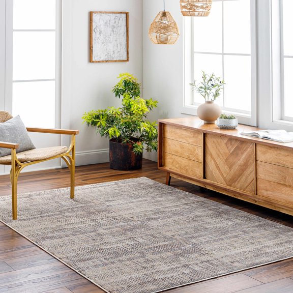 Hauteloom Cane Living Room, Bedroom Area Rug - Brown, Gray - 5' x 7'9"