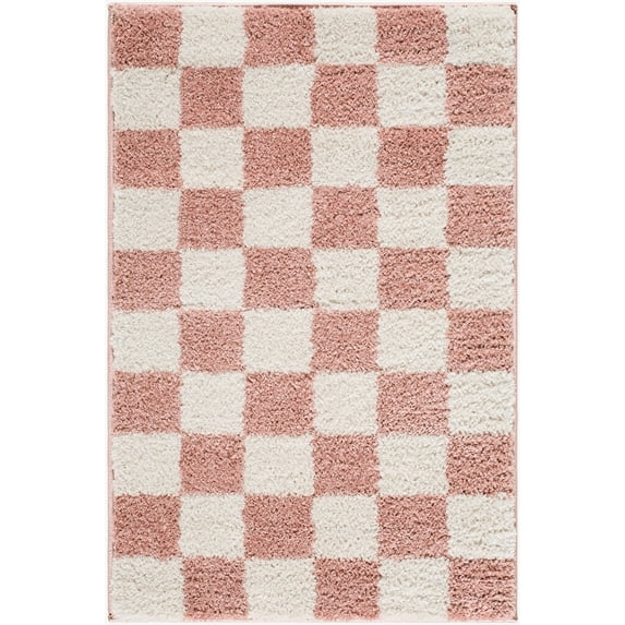 Hauteloom Canika Living Room, Bedroom Machine Washable Area Rug - Contemporary - High Pile - Dark Pink, Ivory - 2' x 2'11"