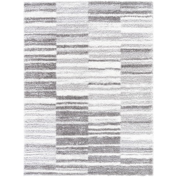 Hauteloom Carlen Living Room, Bedroom Area Rug - Contemporary - Plush Pile - Gray, Ivory, Light Gray - 5'3" x 7'