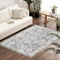 thumbnail image 1 of Hauteloom Carnig Bohemian Vintage Medallion Area Rug - Farmhouse Oriental Carpet for Living Room, Bedroom - Machine Washable- Off White, Dusty Blue, Charcoal - 5' x 7'6", 1 of 11