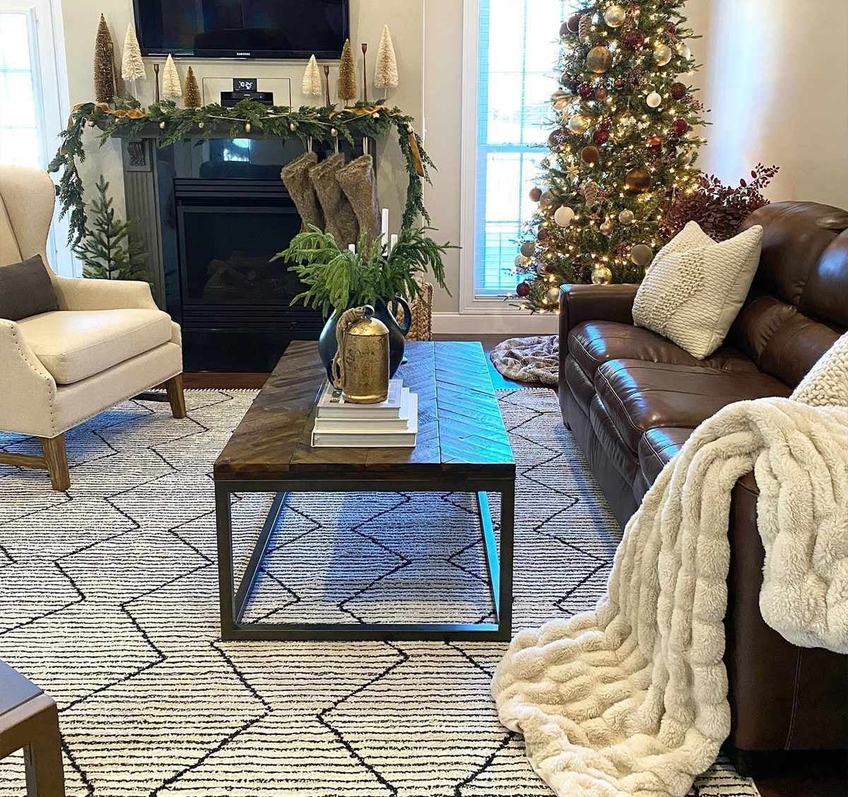 Hauteloom Casablanca 컬렉션 거실 침실 공간 러그 - 아늑한 모로코 농가 카펫 - 블랙, 브라운, 베이지 - 3'11" x 5'7"